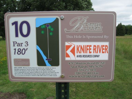 Up close image of hole 10 for disc golf Knife River