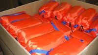 Box of Orange Inflatable Sandbag Kits
