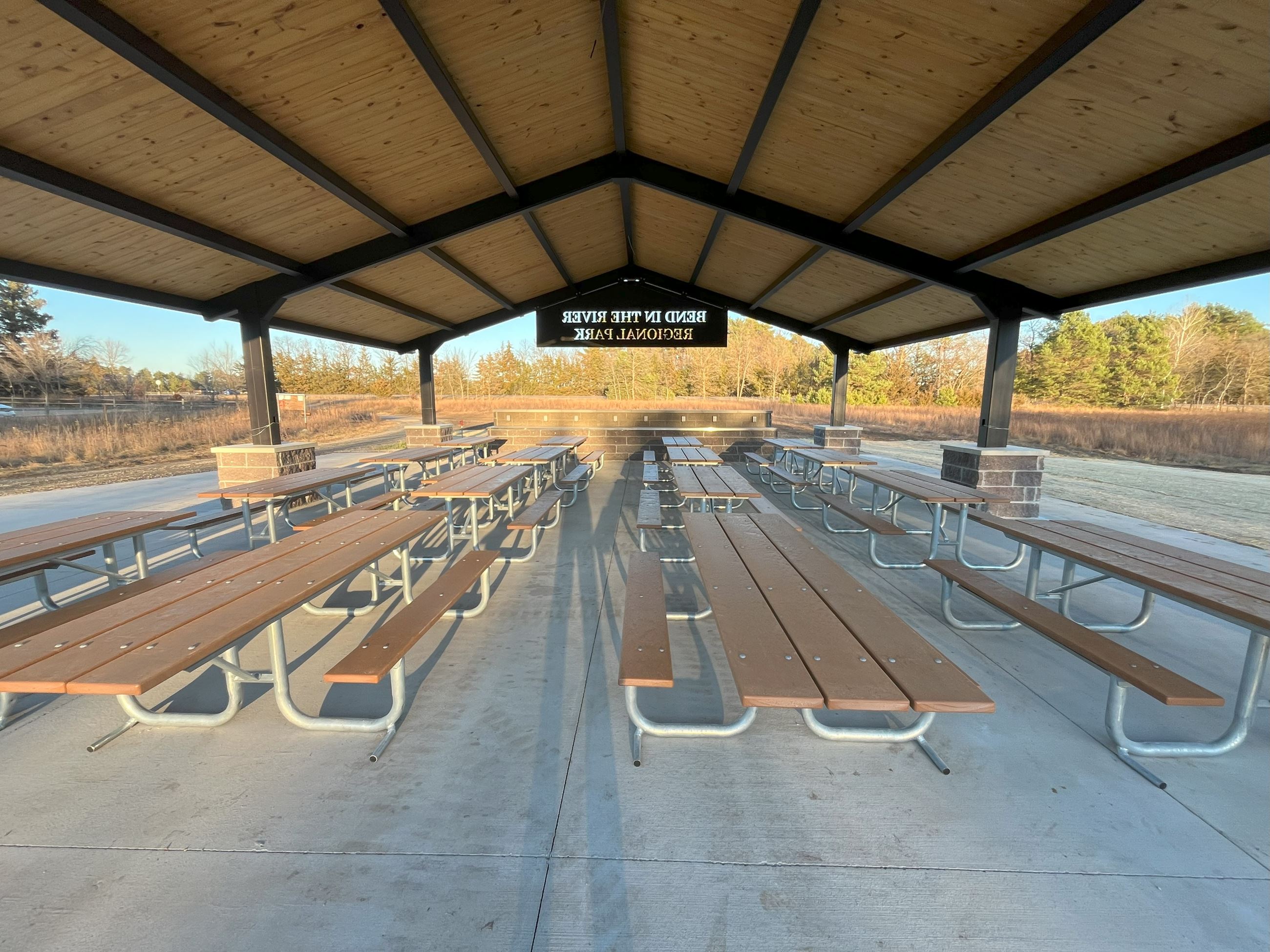 Picnic Tables Under the Shelter at Bend in the River Park (JPG)